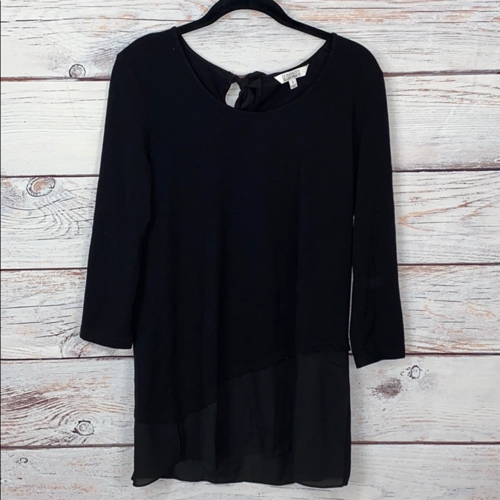Ellen Tracy Long Black Top with Sheer Bottom Small